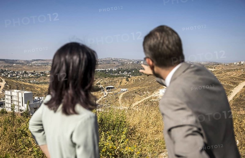 Annalena Bärbock (Alliance 90/The Greens), Federal Foreign Minister, photographed in Ramallah as part of her trip to Israel and the Palestinian territories. Here, Oliver Owcza, head of the German representative office in Ramallah, shows the Minister the effects of Israeli settlement construction, among other things.