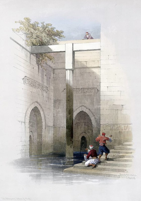 The Nilometer, an altimeter for the level of the Nile and used to forecast the Nile flood, Roda Island, Egypt, around 1850, Historical, digitally restored reproduction from a 19th century original, exact date of recording unknown, AI generated, Africa