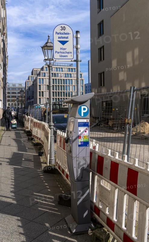 Parking machine at a roadworks site, Berlin, Germany, Europe