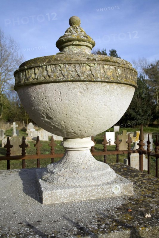 Georgian stone decorative grave urn, Shottisham, Suffolk, England, UK