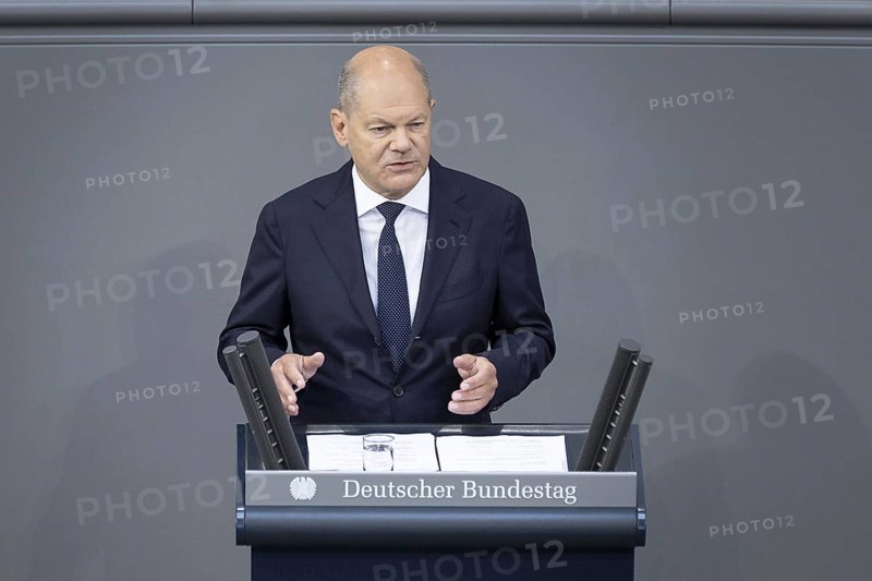 Olaf Scholz (SPD), Federal Chancellor, recorded during his government statement in the German Bundestag in Berlin, 26 June 2024