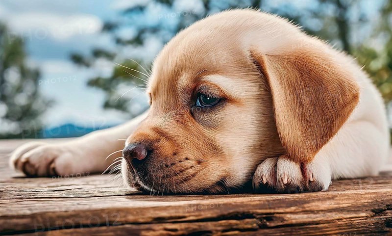 Labrador Retriever (Canis lupus familiaris), cute puppy, animal child, portrait, dog breed, AI generated, AI generated