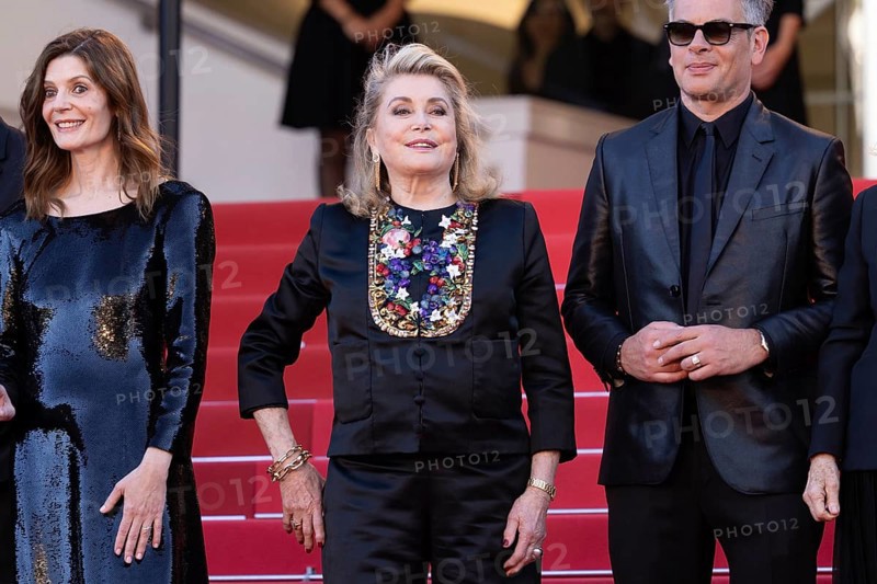 Cannes, France, 21 May 2024: Chiara Mastroianni, Catherine Deneuve and Benjamin Biolay at the premiere of Marcello Mio on the red carpet of the Palais des Festivals during the 77th Cannes International Film Festival. The 77th Cannes International Film Festival will take place from 14 to 25 May 2024, Europe