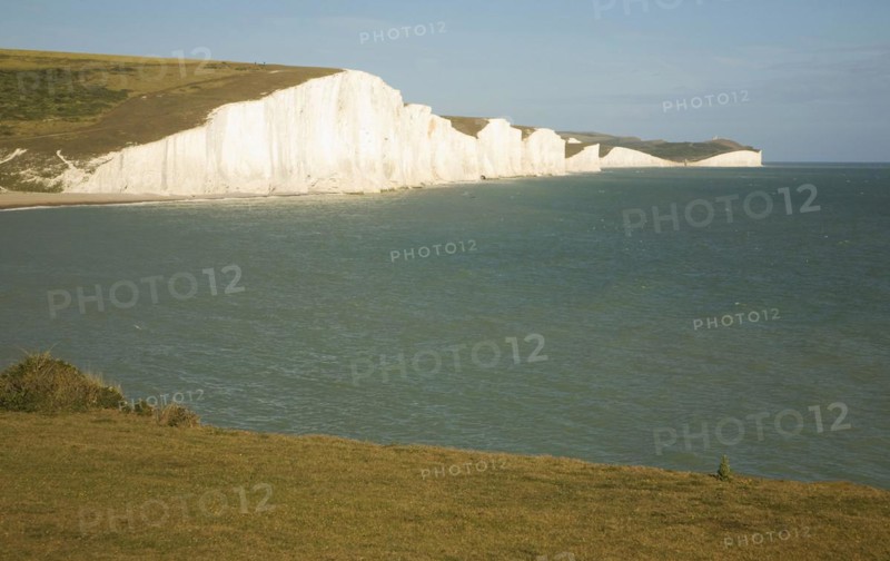 Chalk cliffs of the Seven Sisters from Seaford Head, East Sussex, England, United Kingdom, Europe