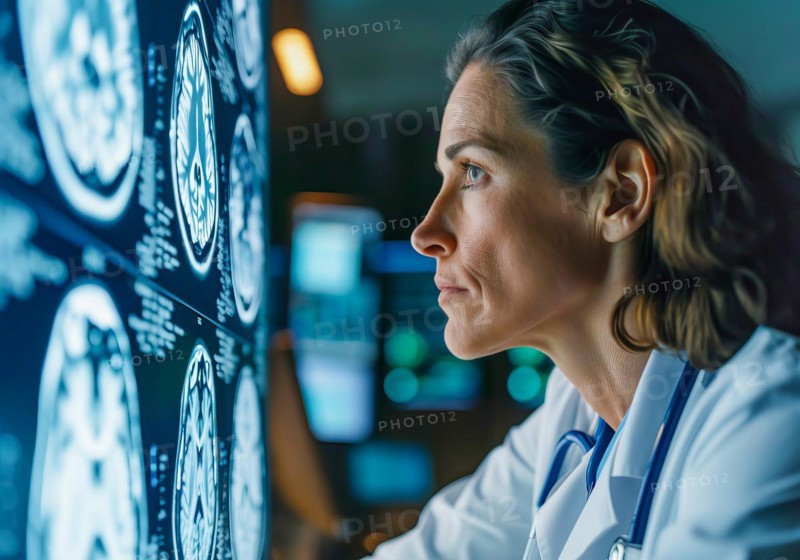 Female scientist doctor in a hospital lab and research facility, AI generated