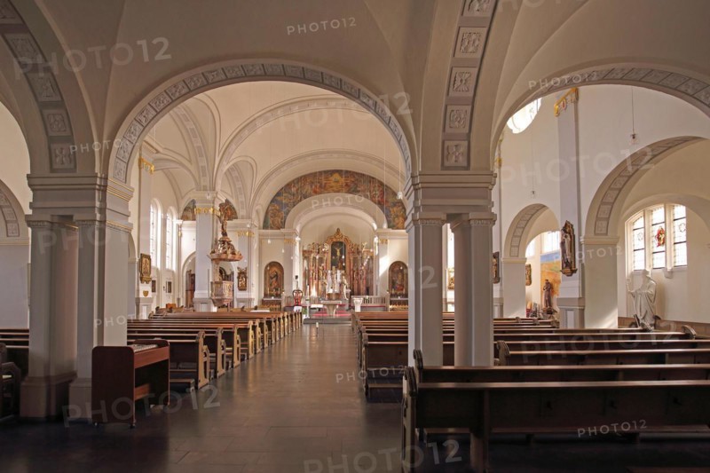Interior view of St Eligius Church built in 1853, neo-baroque, late classicist, Völklingen, Saarland, Germany, Europe