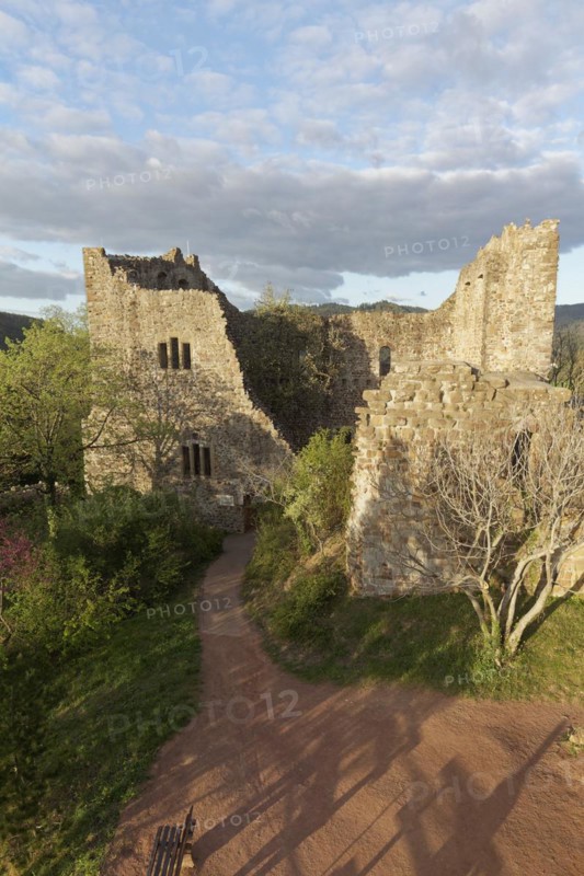 Baden Castle, castle ruins in the evening light, Badenweiler, Markgräflerland, Schwazwald, Baden-Württemberg, Germany, Europe