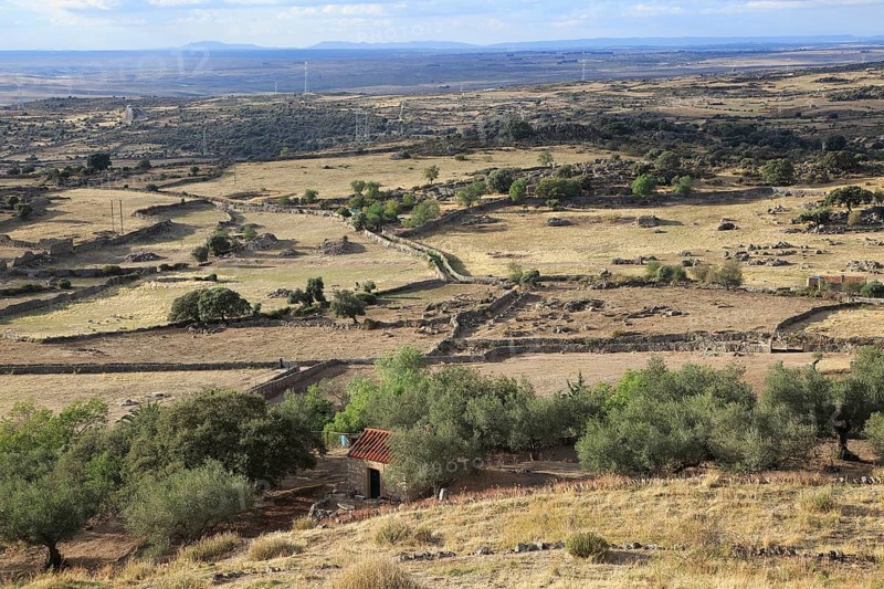 View over countryside from historic medieval town of Trujillo, Caceres province, Extremadura, Spain, Europe
