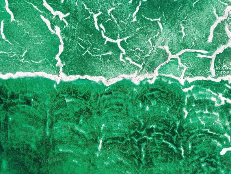Detail of a toxic phosphogypsum waste pond in the vicinity of the town of Huelva. Aerial view. Drone shot. Huelva province, Andalusia, Spain, Europe