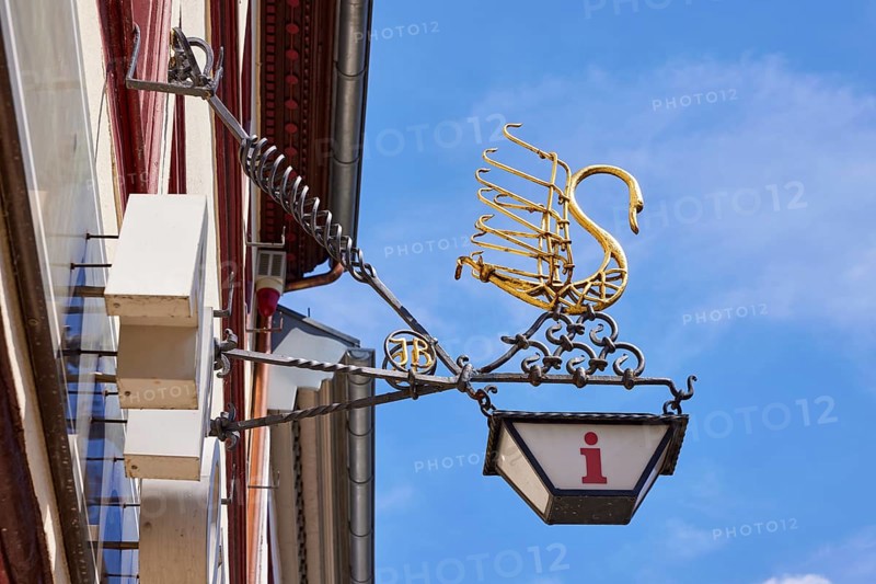 Historic nose sign of a pharmacy at the Pharmacy Museum in Bad Münstereifel, Eifel, Euskirchen district, North Rhine-Westphalia, Germany, Europe
