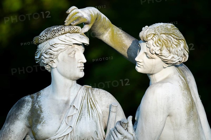 Sculpture of the charming nymphs, Natural History Museum Stuttgart, Rosenstein Castle, Rosenstein Park, Stuttgart, Baden-Württemberg