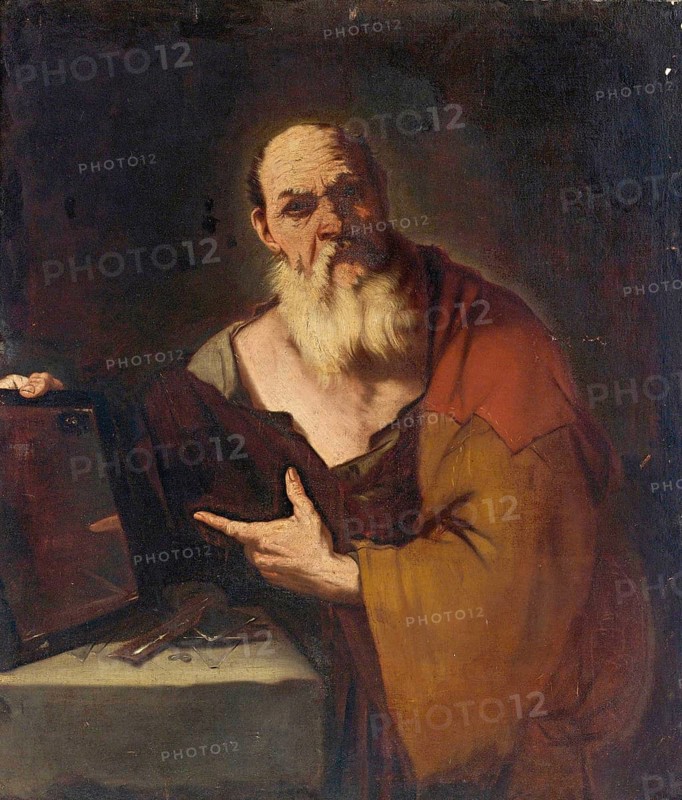 Socrates, painting by Luca Giordano (Italian, 1634-1705), historically, digitally restored reproduction of a 17th-century original, exact date unknown, Socrates, painting made by Luca Giordano (Italian, Historically, digitally restored reproduction of a 17th-century original, exact date unknown