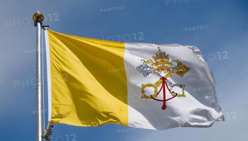 Flags, the national flag of the Vatican, Vatican State fluttering in the wind