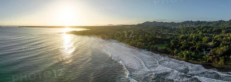 Aerial view, view of Cahuita National Park, coast and coastal landscape with forest, Punta Cahuita headland, Cahuita, Limón, Costa Rica, Central America