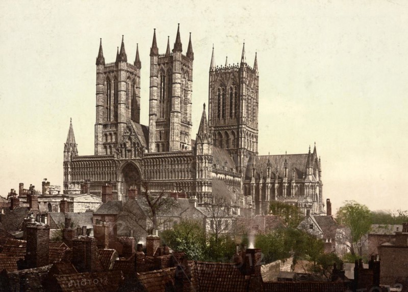 Lincoln Cathedral, Cathedral Church of the Blessed Virgin Mary of Lincoln, The Cathedral Church of St Mary, one of the most important works of English Gothic art, England, c. 1890, Historic, digitally restored reproduction from a 19th century original
