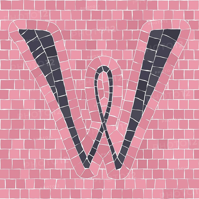 Mosaic tiles letter W. EPS 10 editable flat design vector seamless horizontal pattern