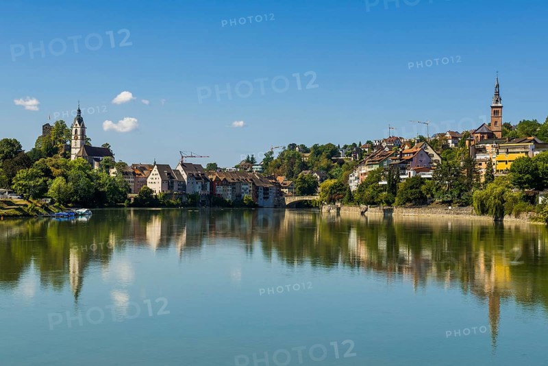 Village view with Rhine, Laufenburg, High Rhine, Black Forest, Baden-Württemberg, Germany, Europe