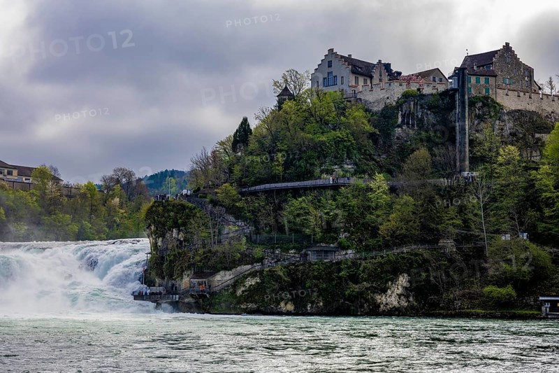 Rhine Falls and the Castle Laufen at Neuhausen in Schaffhausen, Switzerland, Europe