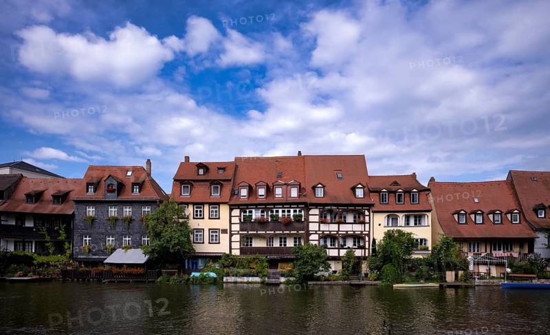 Row of houses Little Venice on the banks of the Regnitz, Bamberg, Upper Franconia, Bavaria, Germany, Europe