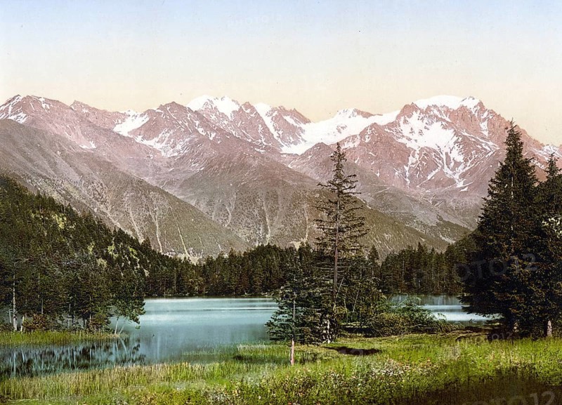 Lac de Champex is a lake in the municipality of Orsières in the canton of Valais in Switzerland / Lake Champex, II., Valais, Alps of, Switzerland, Historical, digitally restored reproduction from a 19th century original, Record date not stated, Europe