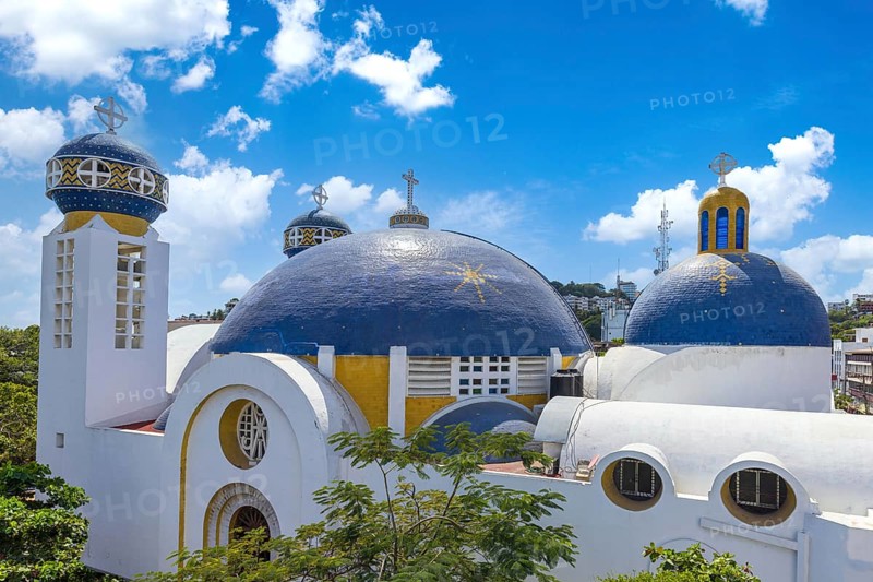 Mexico, scenic colorful colonial architecture of Acapulco streets in historic city center, Central America