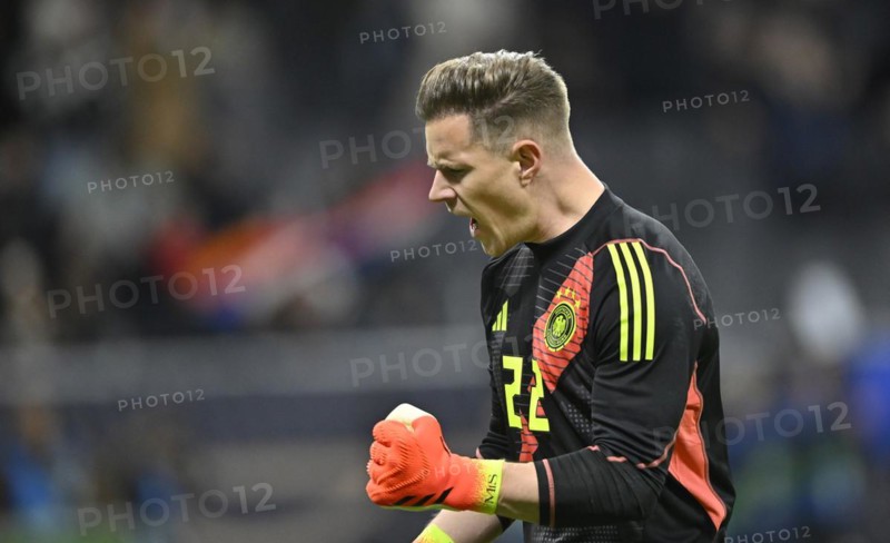 Goalkeeper Marc-Andre ter Stegen GER gesture, gesture, fist, cheer, international match Germany GER vs. Netherlands NED, Deutsche Bank Park, stadium, Frankfurt am Main, Hesse, Germany, Europe