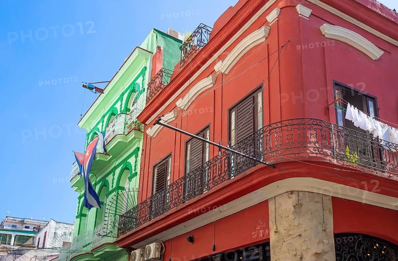 Scenic colorful Old Havana streets in historic city center (Havana Vieja) near Paseo El Prado and Capitolio