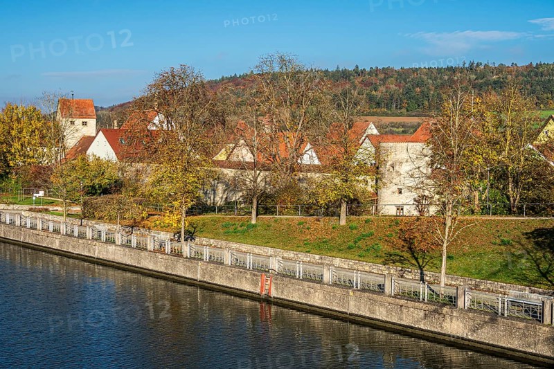 Main-Donau Kanal, historic center of Berching, Bavaria, Germany, Europe