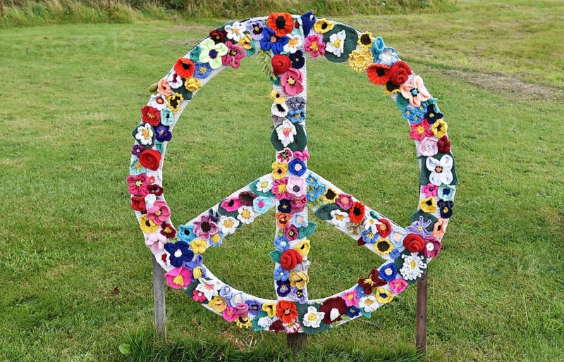 Peace symbol, with flowers in Denmark