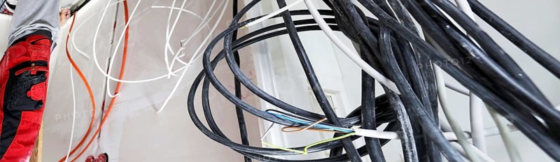 Professional electrical installation on a building shell