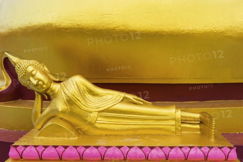 Sculptures at Wat Phra Yai, Buddhist Temple, Big Buddha Temple, religion, Buddhism, figure, statue, sculpture, worship, God, sacred, world religion, spiritual, Buddha, Asian, deity, human figure, monument, sage, wisdom, image, religious, travel, tourism, art, history, cultural history, cult, icon, architecture, gold, golden, gilded, culture, peaceful, faith, monument, public, reclining, resting, reclining, Koh Samui, Thailand, Asia