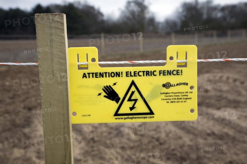 Attention Electric Fence warning sign, England, UK