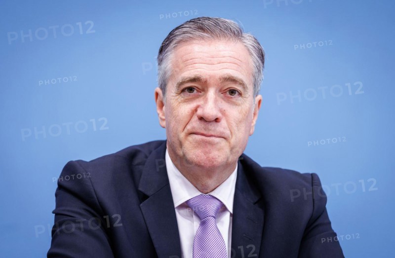 Wolfgang Büchner, Deputy Government Spokesman, recorded during a government press conference in Berlin, 12 April 2024