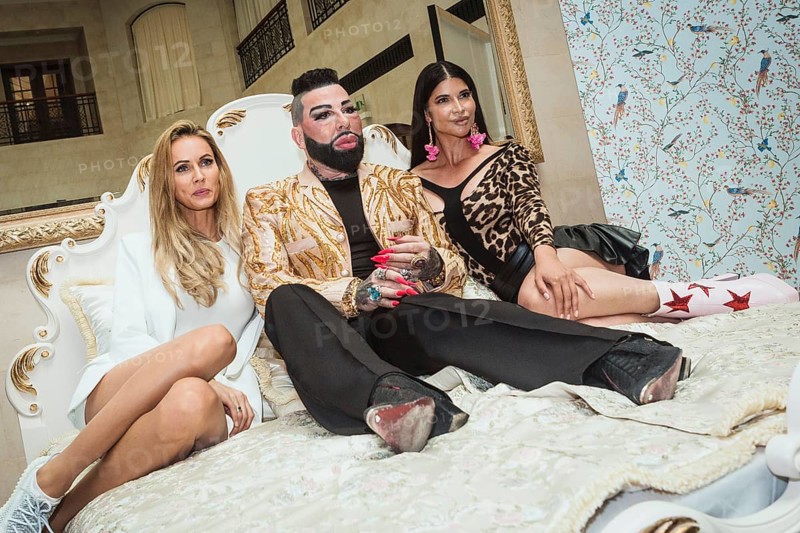 Jenice aka Franziska Czurratis, Harald Glööckler and Micaela shepherd at the presentation of the furniture and homewear collection Pompöös Provence by star designer Harald Glööckler at the Hotel Adlon, Berlin, 19 June 2024. The collection Pompöös Provence by Casa Padrino consists of bedroom furniture, seating furniture and carpets