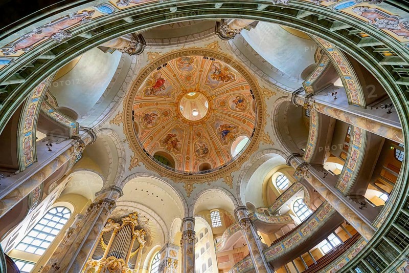 Baroque Protestant Lutheran Church of Our Lady, Interior view of the dome, Dresden, Saxony, Germany, Europe
