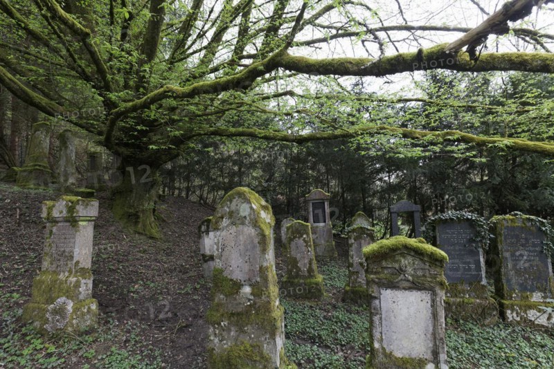 Jewish cemetery from the 18th century, weathered gravestones, Sulzburg, Markgräflerland, Upper Black Forest, Baden-Württemberg, Germany, Europe