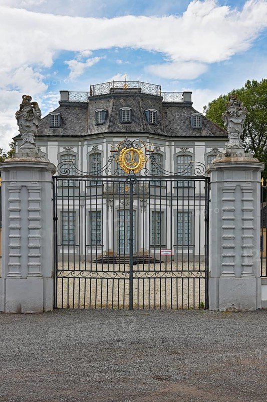 Falkenlust Hunting Lodge, west façade, UNESCO World Heritage Site, Brühl, North Rhine-Westphalia, Germany, Europe