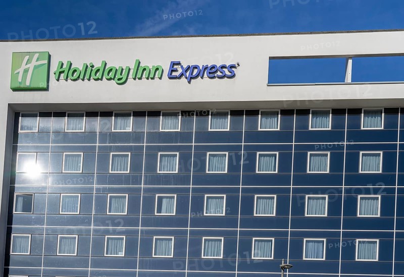 Holiday Inn Express Hotel in Antwerp, square façade design, Flanders, Belgium, Europe