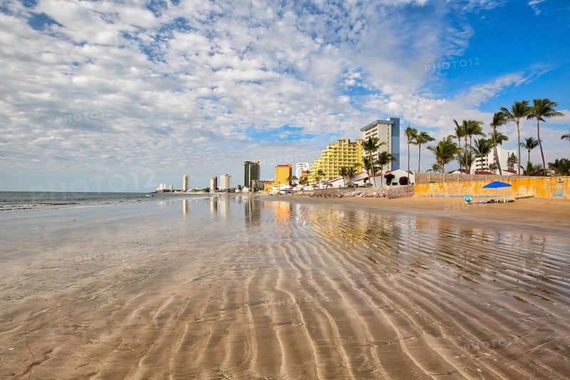 Mazatlan Golden Zone (Zona Dorada), famous touristic beach and resort zone in Mexico