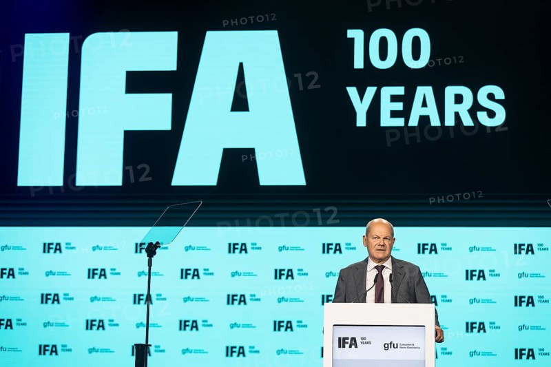 Olaf Scholz, Chancellor of the Federal Republic of Germany (SPD) speaks at the opening gala for 100 years of IFA in the CityCube, Berlin, 05/09/2024