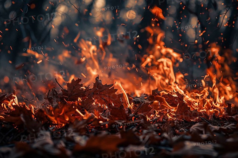 Close up of fire burning in forest. Generative Ai, AI generated