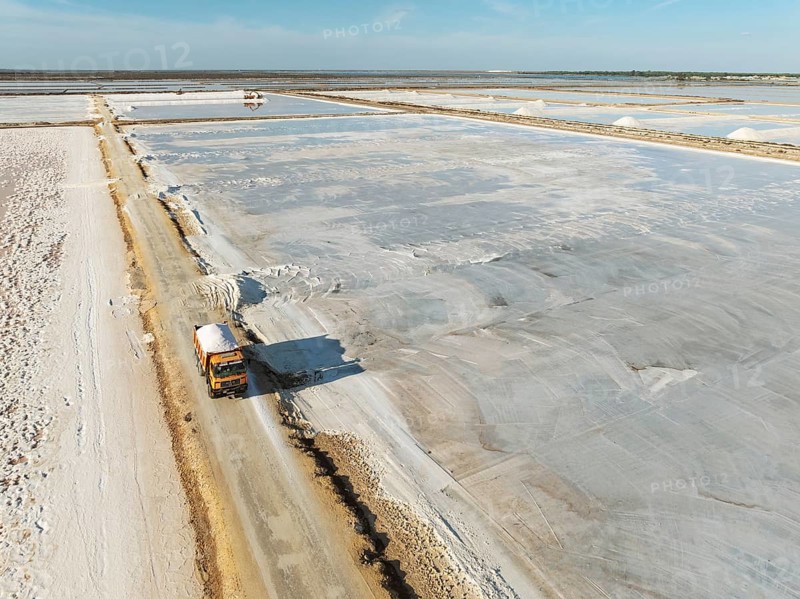 The Bonanza salt works near Sanlúcar de Barrameda. Aerial view. Drone shot. Cádiz province, Andalusia, Spain, Europe