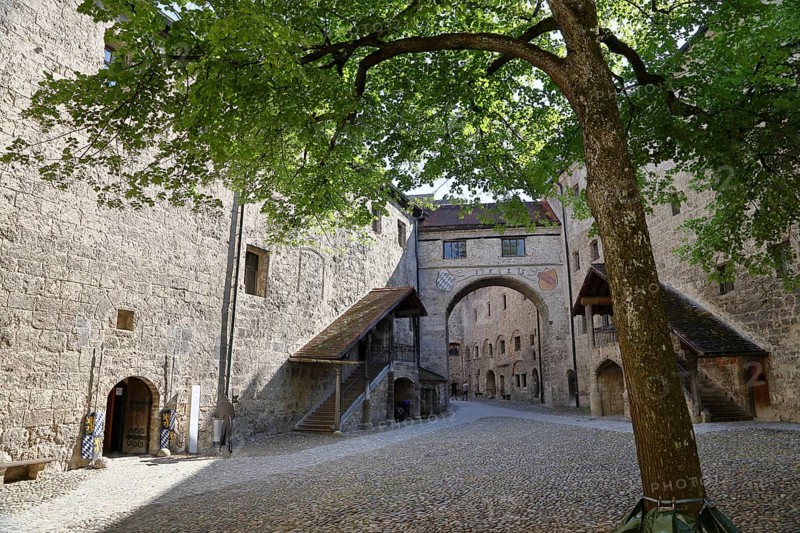Part of the castle complex, inner courtyard, Burghausen Castle, Burghausen, Upper Bavaria, Bavaria