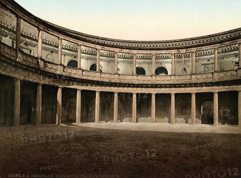 Granada. Alhambra. Palacio Carlos V, Spain, c. 1890, Historic, digitally restored reproduction from a 19th century original, Europe