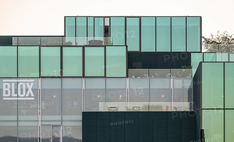 Modern glass façade, minimalist design, Blox multifunctional building, architect OMA Rotterdam, client Realdania By og Byg, contemporary architecture, Copenhagen, Denmark, Europe