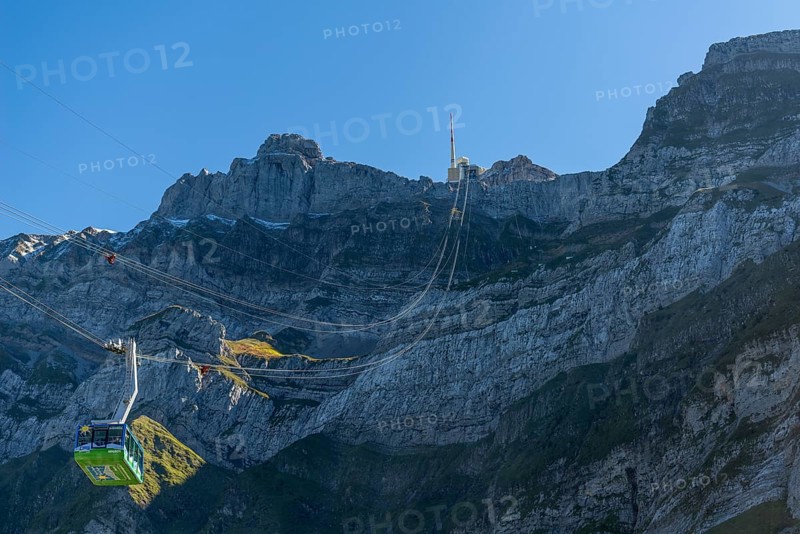 Urnäsch, Säntis suspension railway, summit at 2502m, rock face, Canton Appenzell, Ausserrhoden, Appenzell Alps, Switzerland, Europe