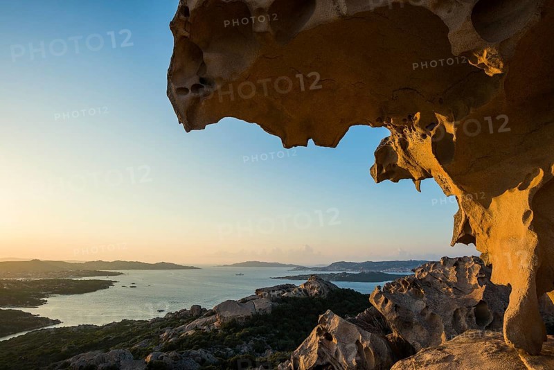 Bizarre granite rocks, Roccia dell Orso, sunset, Capo d'Orso, Palau, Costa Smeralda, Sardinia, Italy, Oceania