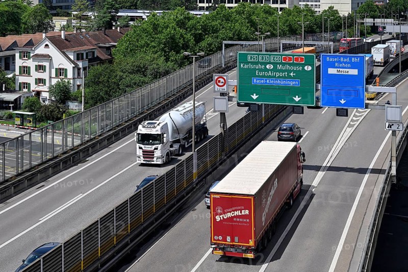 Motorway A3 direction Germany, Basel, Switzerland, Europe