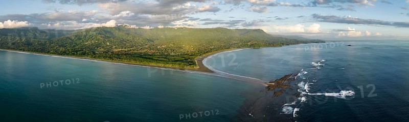 Panorama, aerial view, Marino Ballena National Park, Osa National Park, headland and sea of the South Pacific, Puntarenas Province, Osa, Costa Rica, Central America