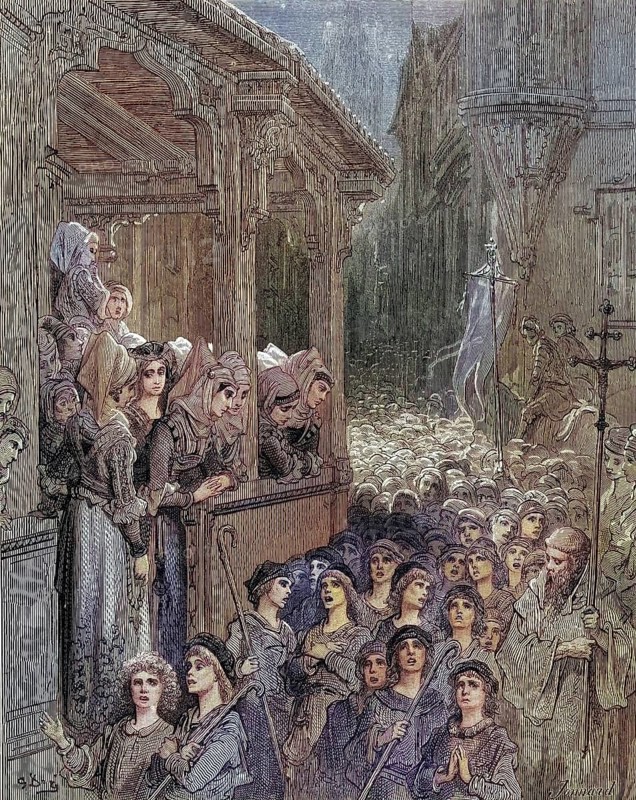 The Children's Crusade 1212, Historical, digitally restored reproduction from a 19th century original, Record date not stated